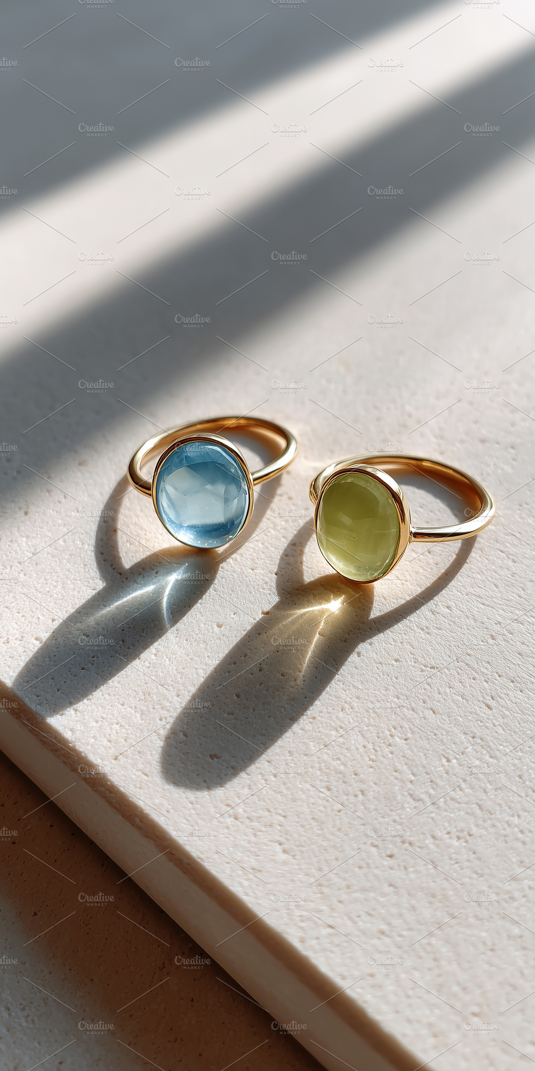 Elegant gold rings with oval blue, a Beauty & Fashion Photo by MistyDay