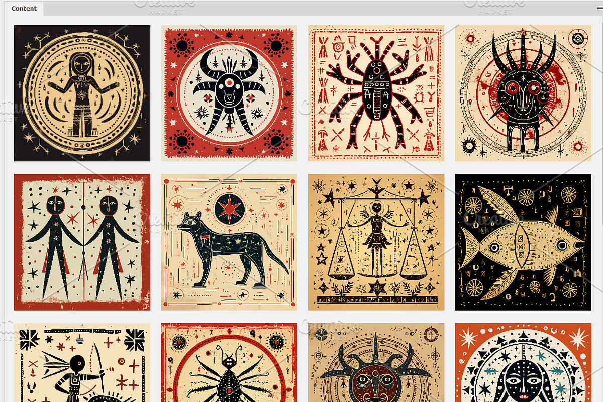 12 Zodiac Astrological Signs, an Animal Illustration by Sybillla