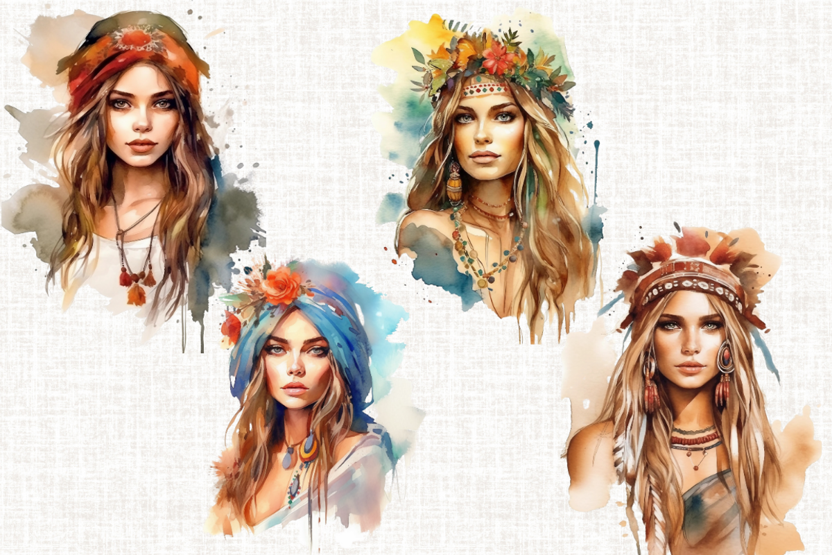 Watercolor Bohemian Beauty, a Person Illustration by Mash Mash Stickers (Photo 5 of 9)