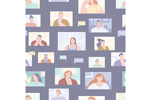 Online meeting. People talking on, a Technology Illustration by Valerie Bodnar