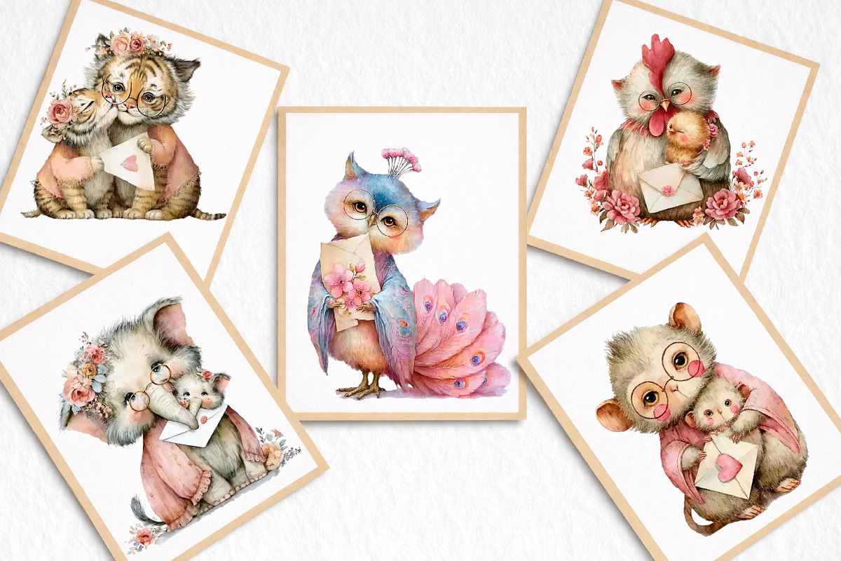 Mother's Day Animals Clipart, an Illustration by DreamArtGraphic (Photo 6 of 8)