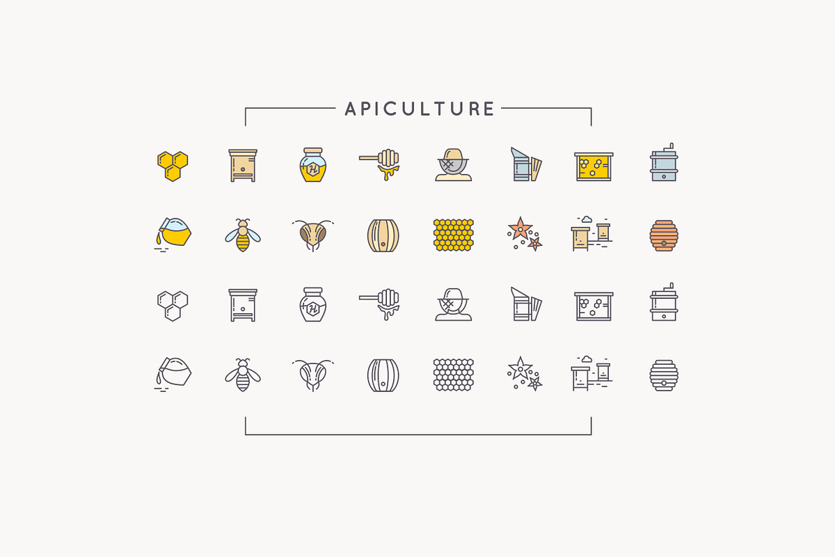 112 icons /farm/gardening/apiculture, an Outline Icon by alekseiderin (Photo 5 of 8)