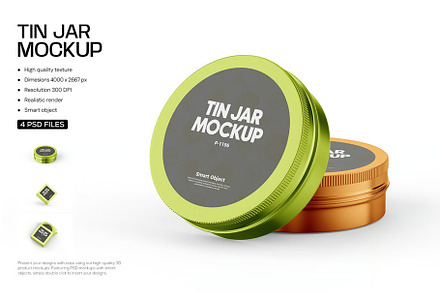 Cosmetic Tin Jar Mockup, a Packaging Mockup by zphotographystudio