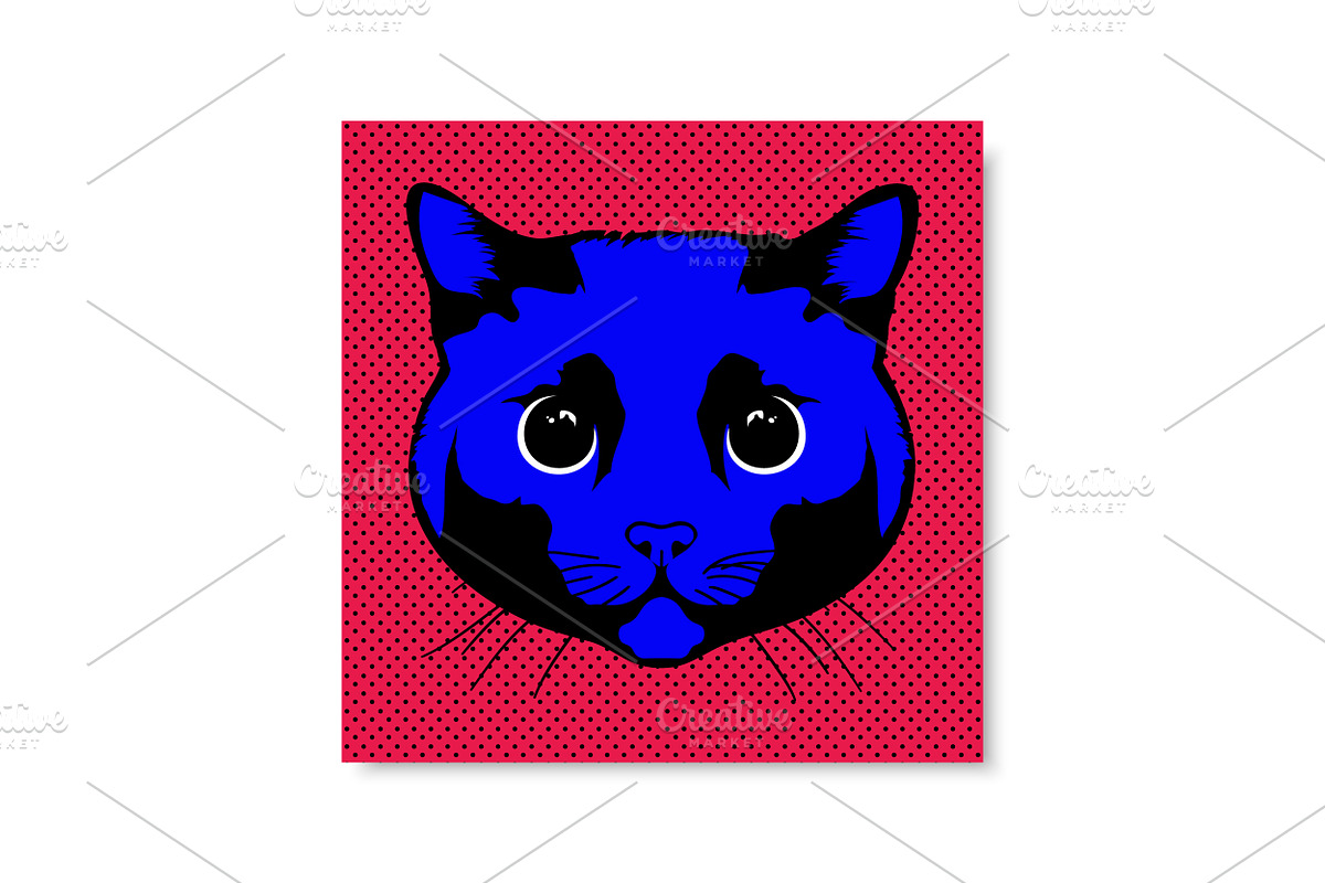 Cat Face Pop Art Portrait, an Animal Illustration by PsychocheArt (Photo 3 of 3)