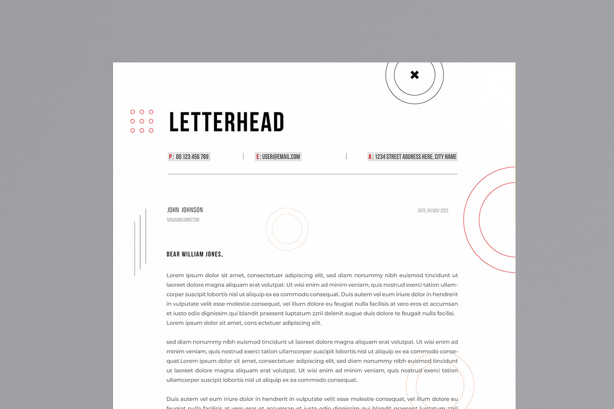 Minimal Corporate Letterhead Layout, a Stationery Template by MightyDesign (Photo 2 of 8)