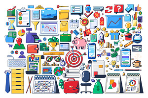 Business Clipart - 100 Elements, a Finance Illustration by barsrsind