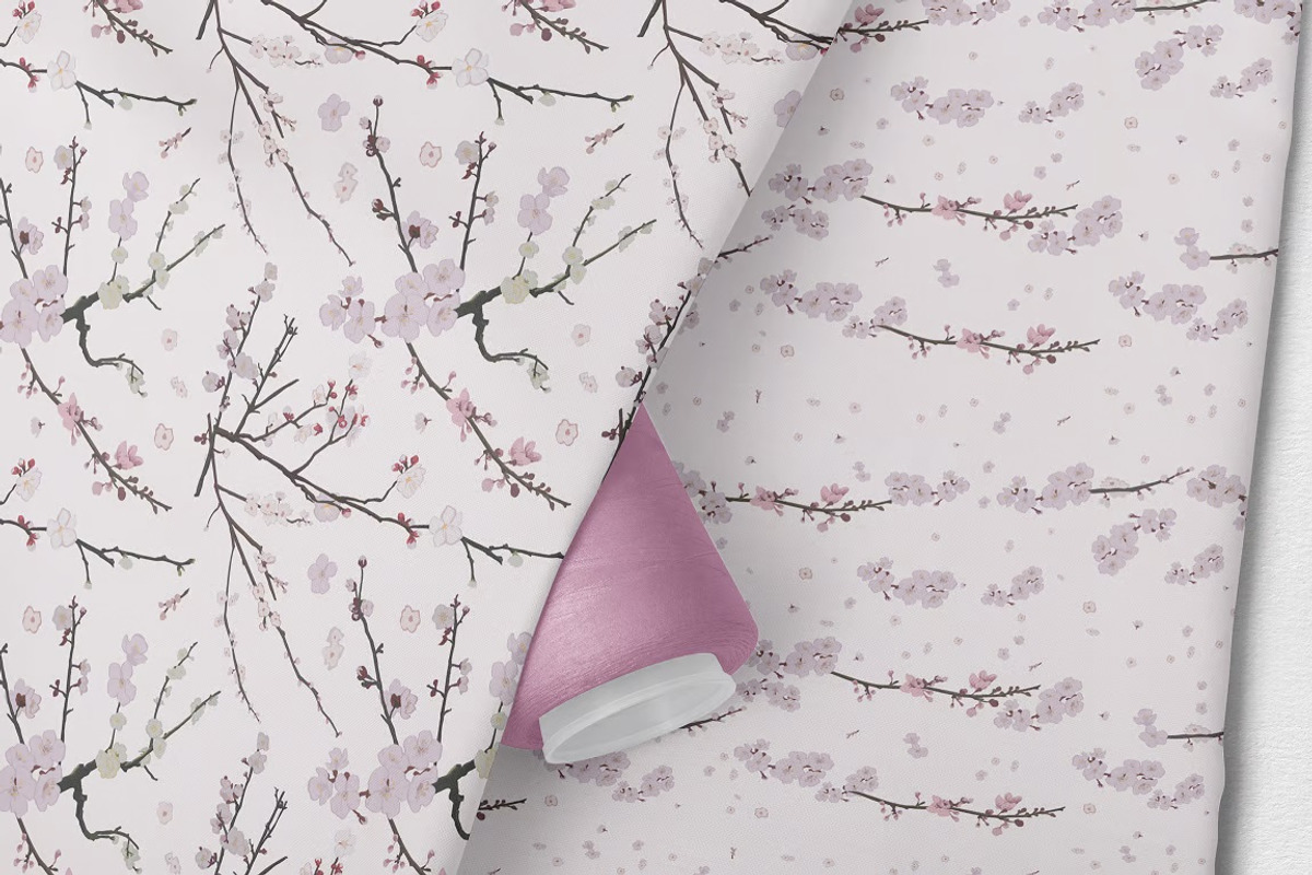 Pink Cherry Blossom Seamless Pattern, a Pattern Graphic by FDR Studio (Photo 3 of 3)