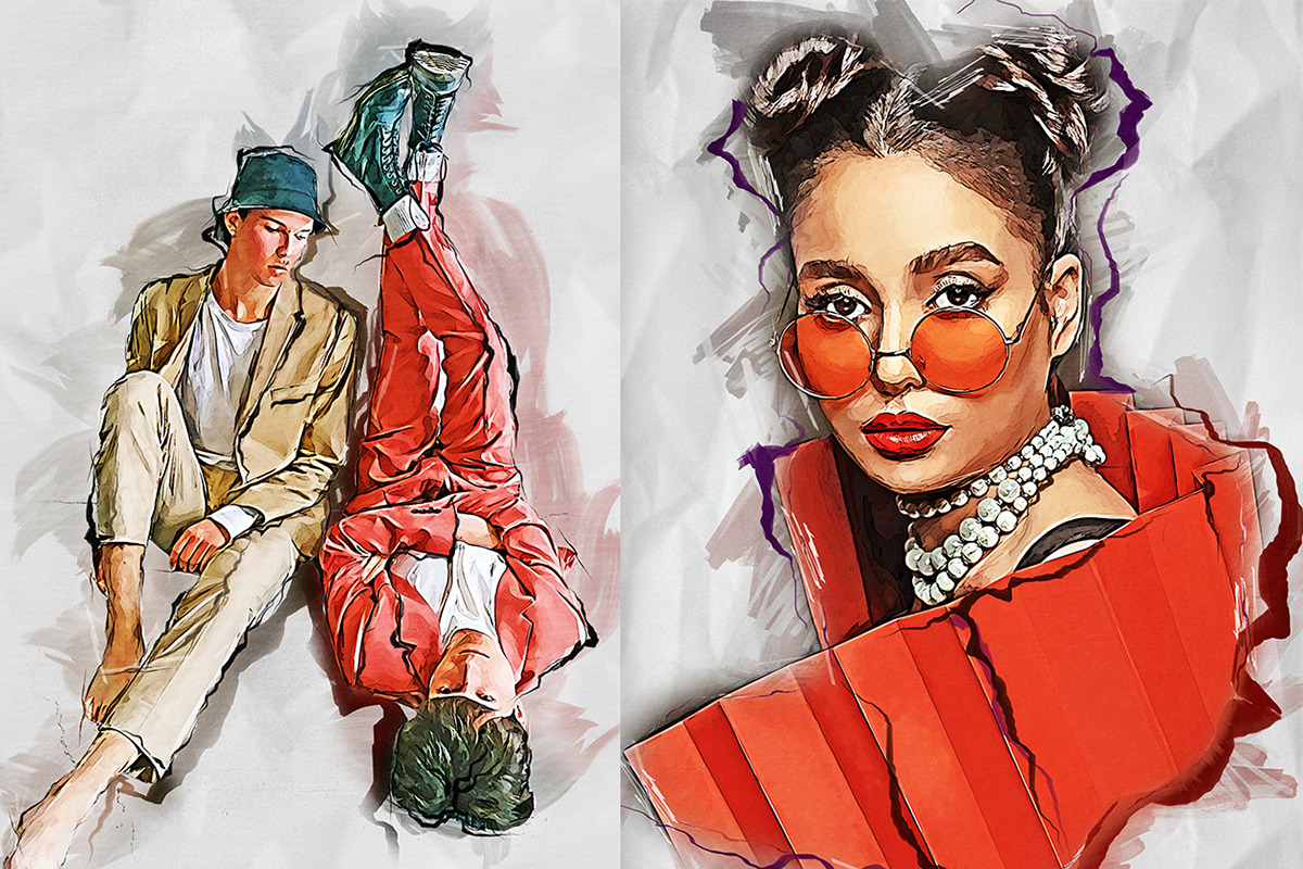 Fashion Sketch Photoshop Action, an Action Add-On by GorynArt (Photo 5 of 24)