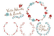 Red & Robin Egg Vector Flower Wreath, an Illustration by Amanda Ilkov (Thumbnail 3 of 3)