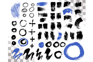 Vector Set of brush acrylic strokes