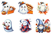Cute Fall Halloween Ghost Clipart, an Illustration by DreamArtGraphic (Thumbnail 2 of 5)