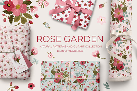 Rose garden seamless patterns