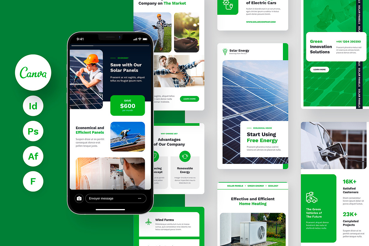Solar Energy Instagram Templates, a Social Media Template by artbart (Photo 1 of 9)