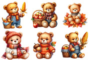 Watercolor Autumn Teddy Bear Clipart, an Illustration by Watercolor design (Thumbnail 4 of 4)
