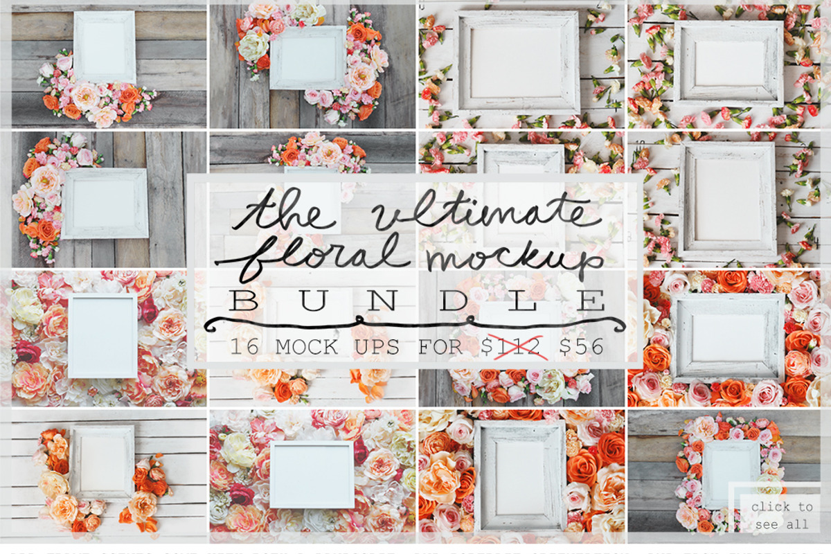 THE ULTIMATE FLORAL MOCK UP BUNDLE, a Print Template by WeLivedHappilyEverAfter (Photo 1 of 10)