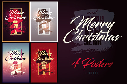 Vector Calligraphic Christmas cards.