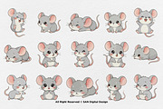 15 Bundle Watercolor Baby Mouse Grey, an Animal Illustration by Morspective (Thumbnail 8 of 8)