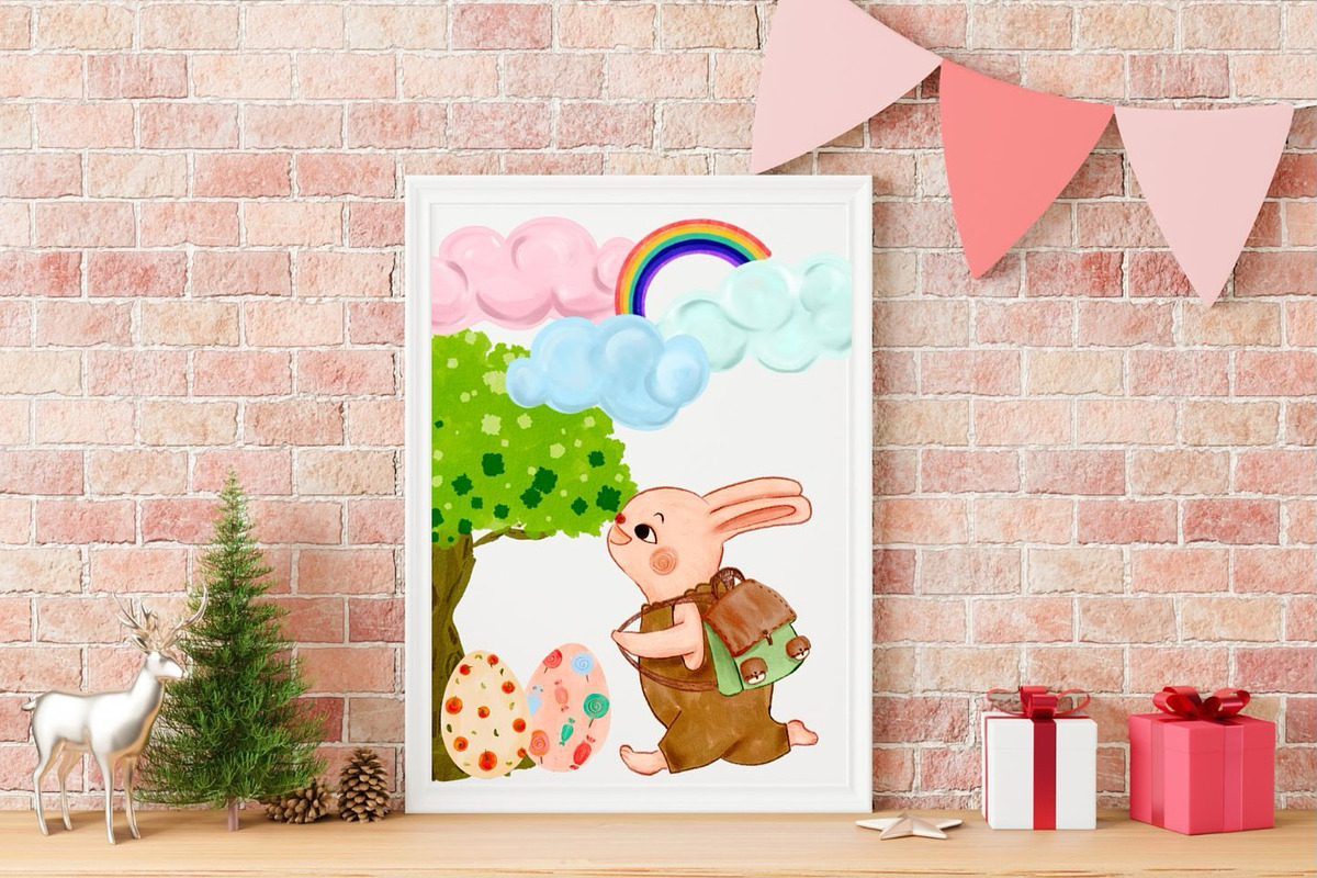 Hello Easter cute watercolor clipart, an Illustration by Annyillustration (Photo 3 of 6)