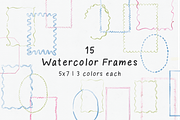 15 Cute Watercolor Frames + Borders, an Object Graphic by Design by Laney (Thumbnail 2 of 17)