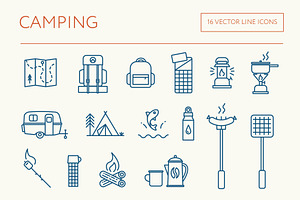 Camping line icons