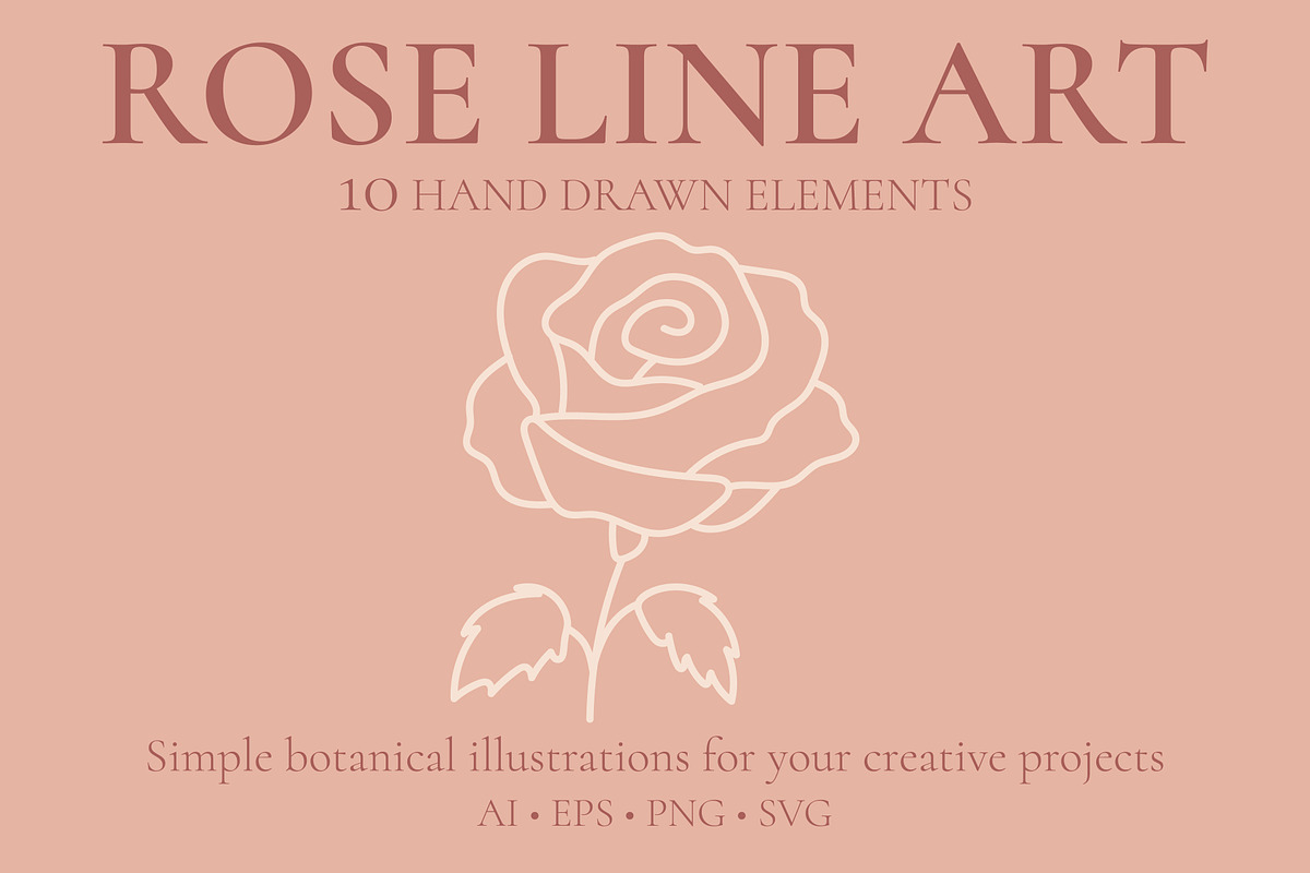 ROSE LINE ART SET, an Object Illustration by OREHOVKA (Photo 4 of 4)