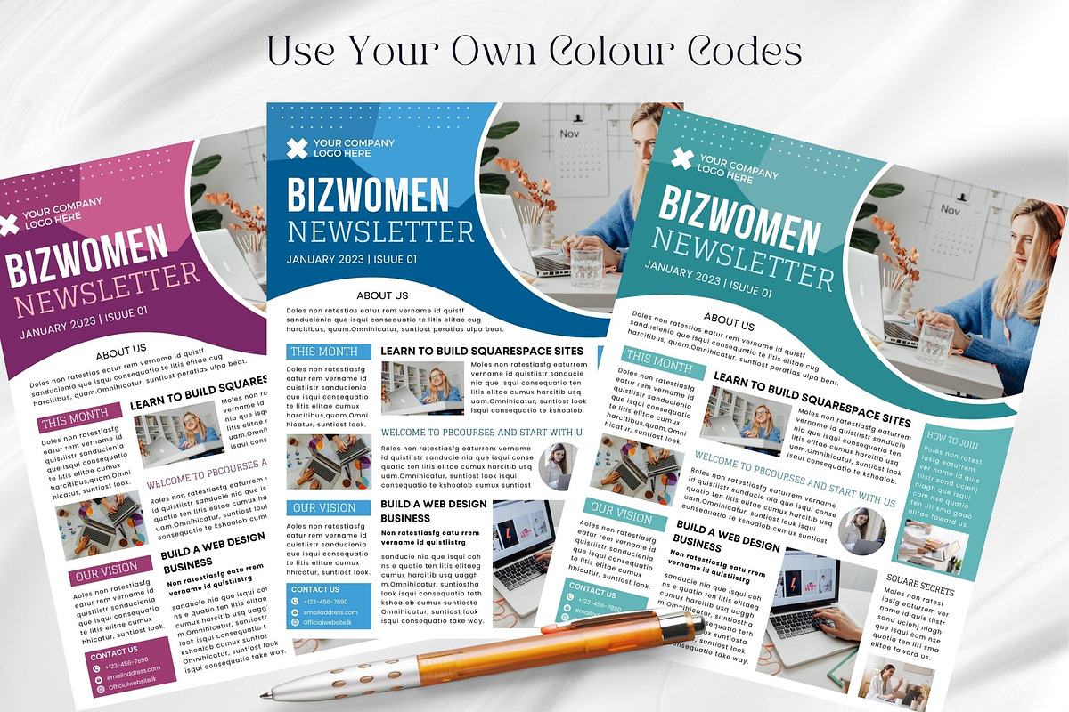 Business Women Canva Newsletter Layout preview 5