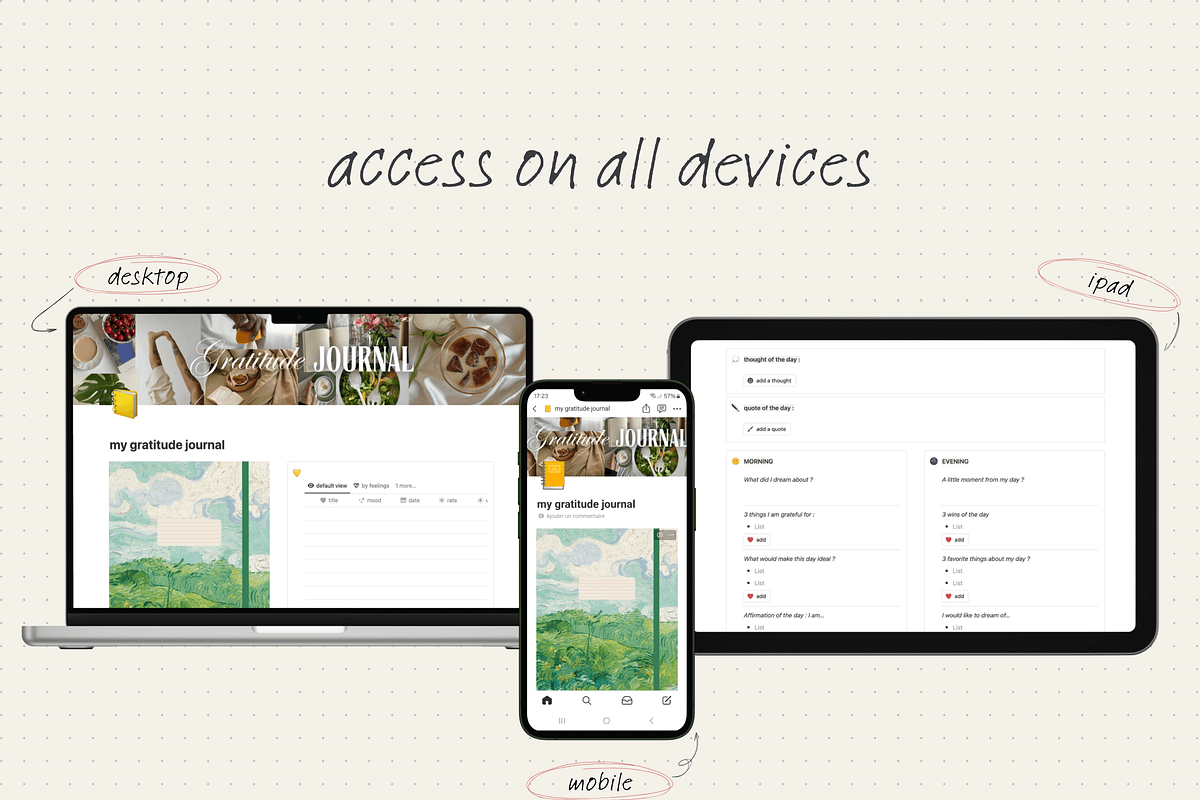 Gratitude journal - Notion template, an App Template by Iasan Design (Photo 8 of 9)