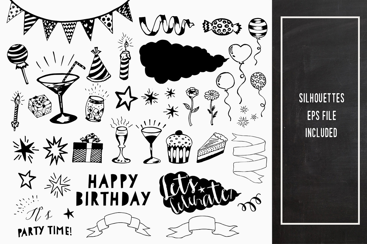 Chalkboard Birthday Party Clipart, an Illustration by DigitalCloud (Photo 3 of 3)
