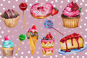 Watercolor Desserts & Sweets Set, a Food Illustration by LidiaP (Thumbnail 3 of 3)