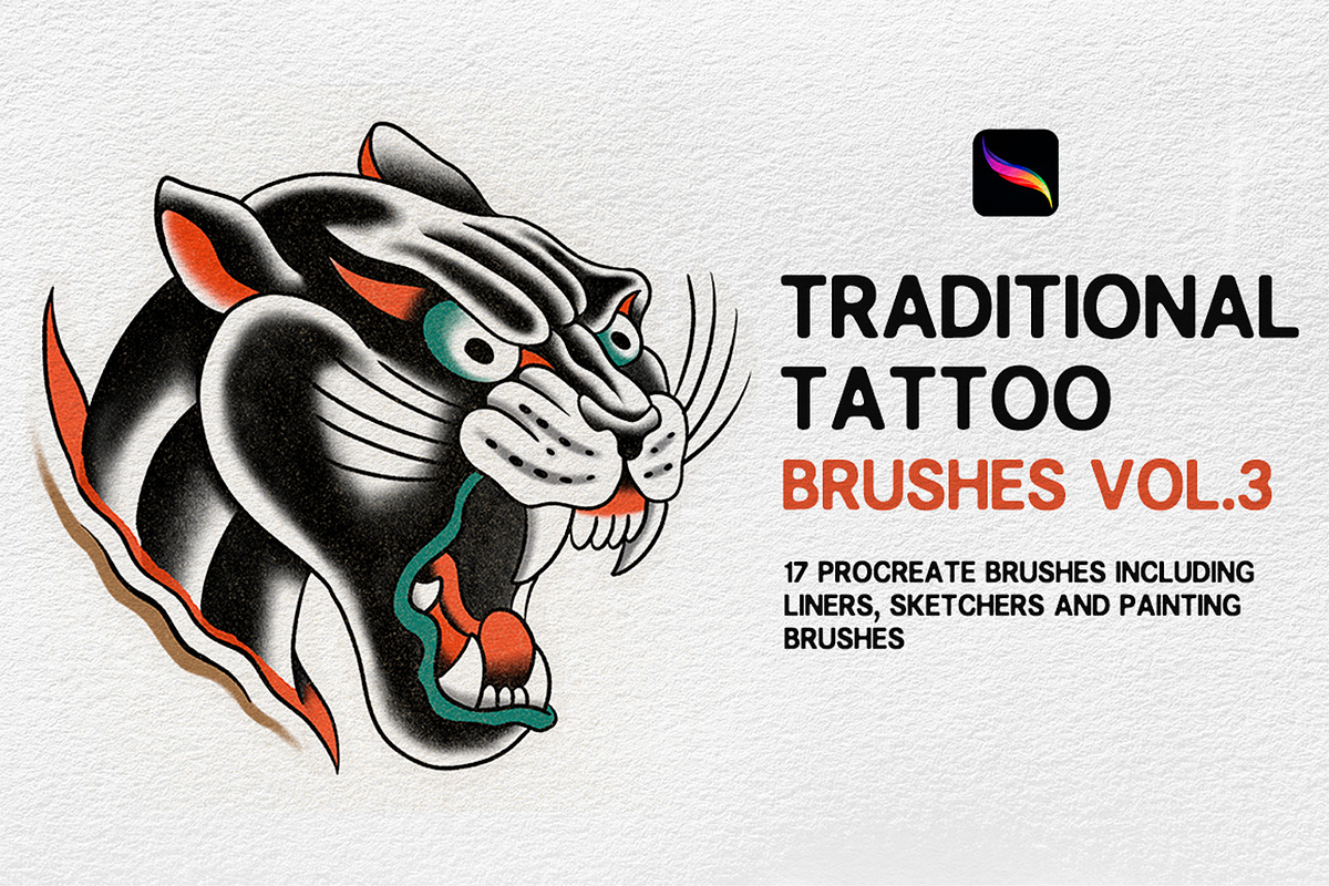 Procreate - Traditional Tattoo Brush, a Brush Add-On by Born to Love (Photo 1 of 4)