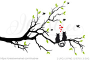 Cats wedding tree, an Animal Illustration by Illustree (Thumbnail 1 of 2)