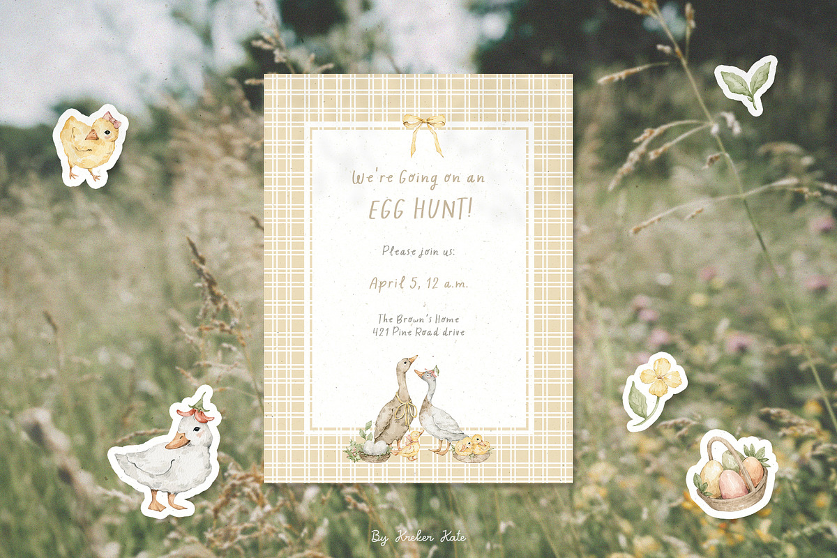Happy Easter. Watercolor clipart, an Animal Illustration by Kreker Kate (Photo 6 of 10)