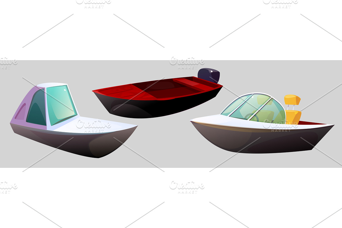 Modern speedboats set isolated on, a Transportation Illustration by art PVP - market