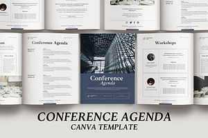 Conference Agenda Canva Template v2, a Brochure Template by 3.14&Co