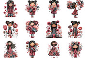 Whimsical Flowers and Girls Big Clip, an Illustration by CraftArtStudio (Thumbnail 2 of 6)