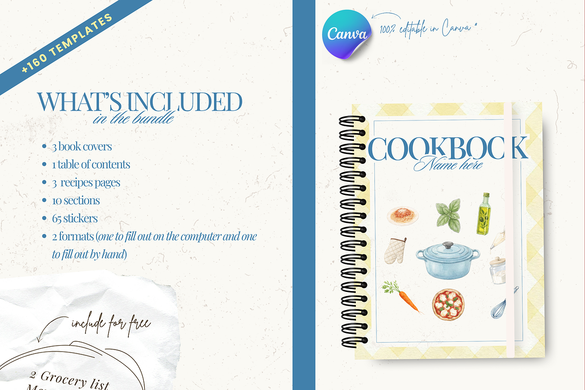 Printable family cookbook template, a Social Media Template by PixelBloomClub (Photo 6 of 8)