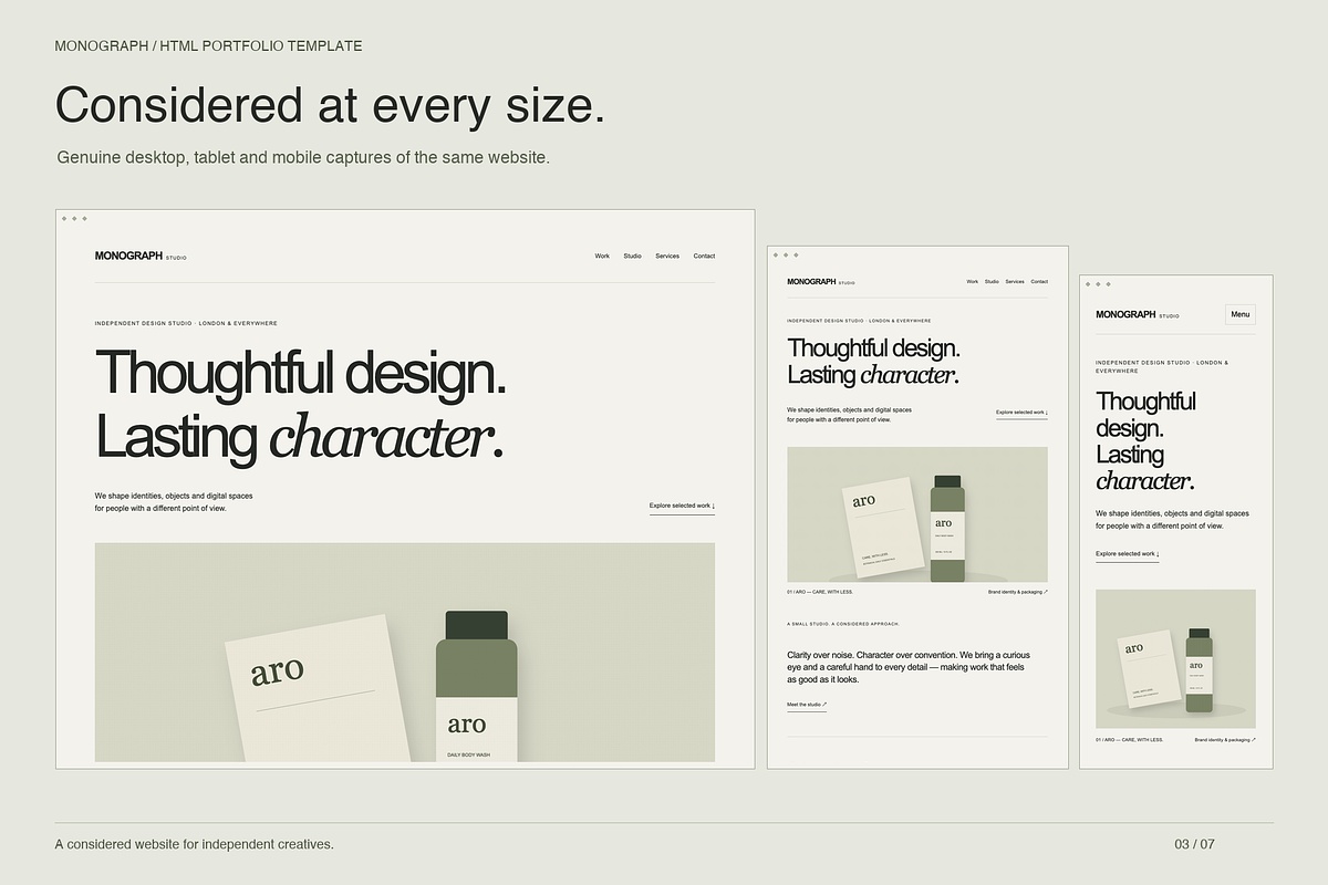 MONOGRAPH – Minimalist HTML Template, a HTML Template by Darweish Designs (Photo 3 of 7)
