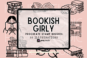 Bookish Girly Procreate Stamps Brush, a Brush Add-On by HalieKStudio (Thumbnail 1 of 9)
