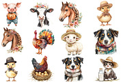 WatercolorCute Farm Clipart, Animals, an Animal Illustration by Designworld (Thumbnail 2 of 7)