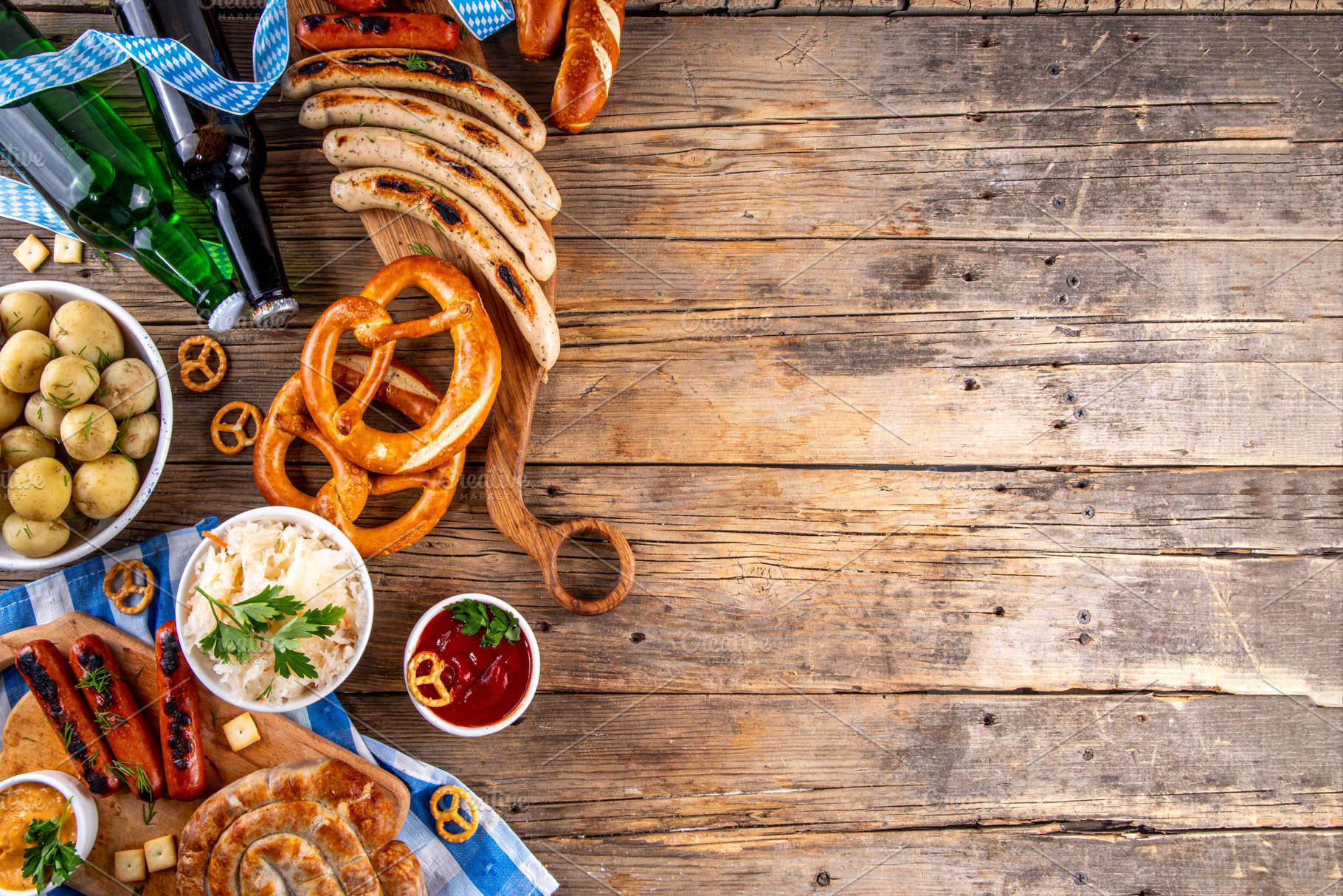 Oktoberfest picnic and barbecue food, Oktoberfest bavarian party, a Food & Drink Photo by Rimma