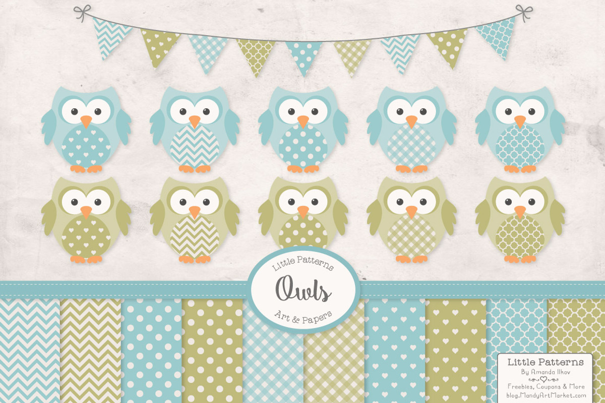 Vintage Boys Owl Vectors & Papers, an Animal Illustration by Amanda Ilkov (Photo 1 of 3)