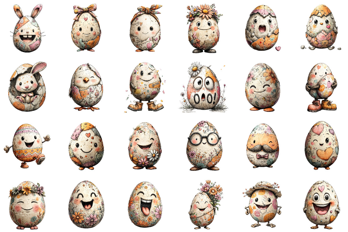 Funny Eggs Easter Clipart, an Illustration by Sublimation Artist (Photo 2 of 7)