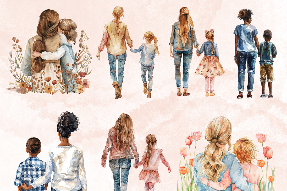 Mother's Day Back Views Clipart, a Graphic by GiraffeCreative (Photo 4 of 9)