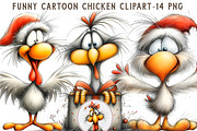 Funny Cartoon Chicken Clipart, an Illustration by Libby Wishes (Thumbnail 1 of 7)