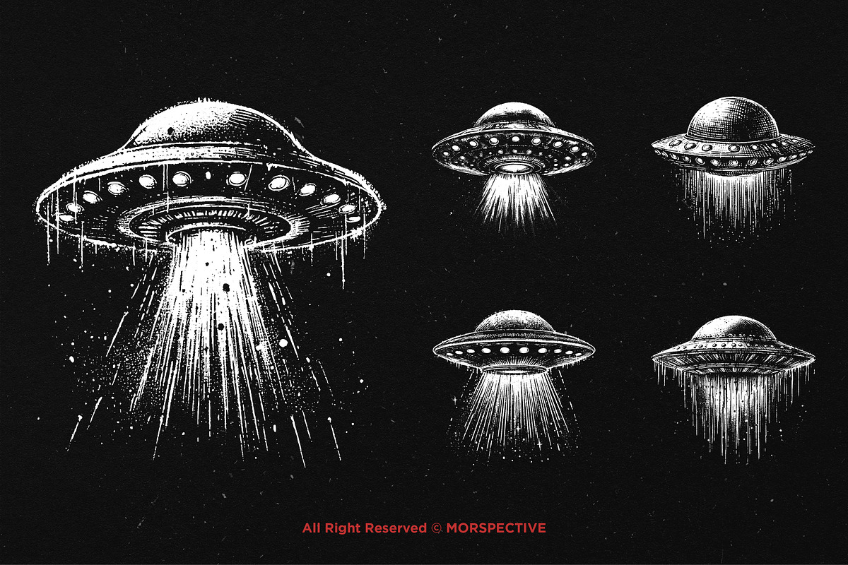 10 Bundle Dark Art UFO Plane Alien, an Illustration by Morspective (Photo 5 of 7)