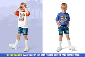 Realistic Kids Boy T-Shirt Mockups