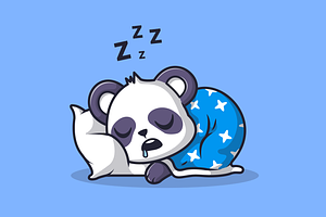 Cute Panda Sleeping with Pillow
