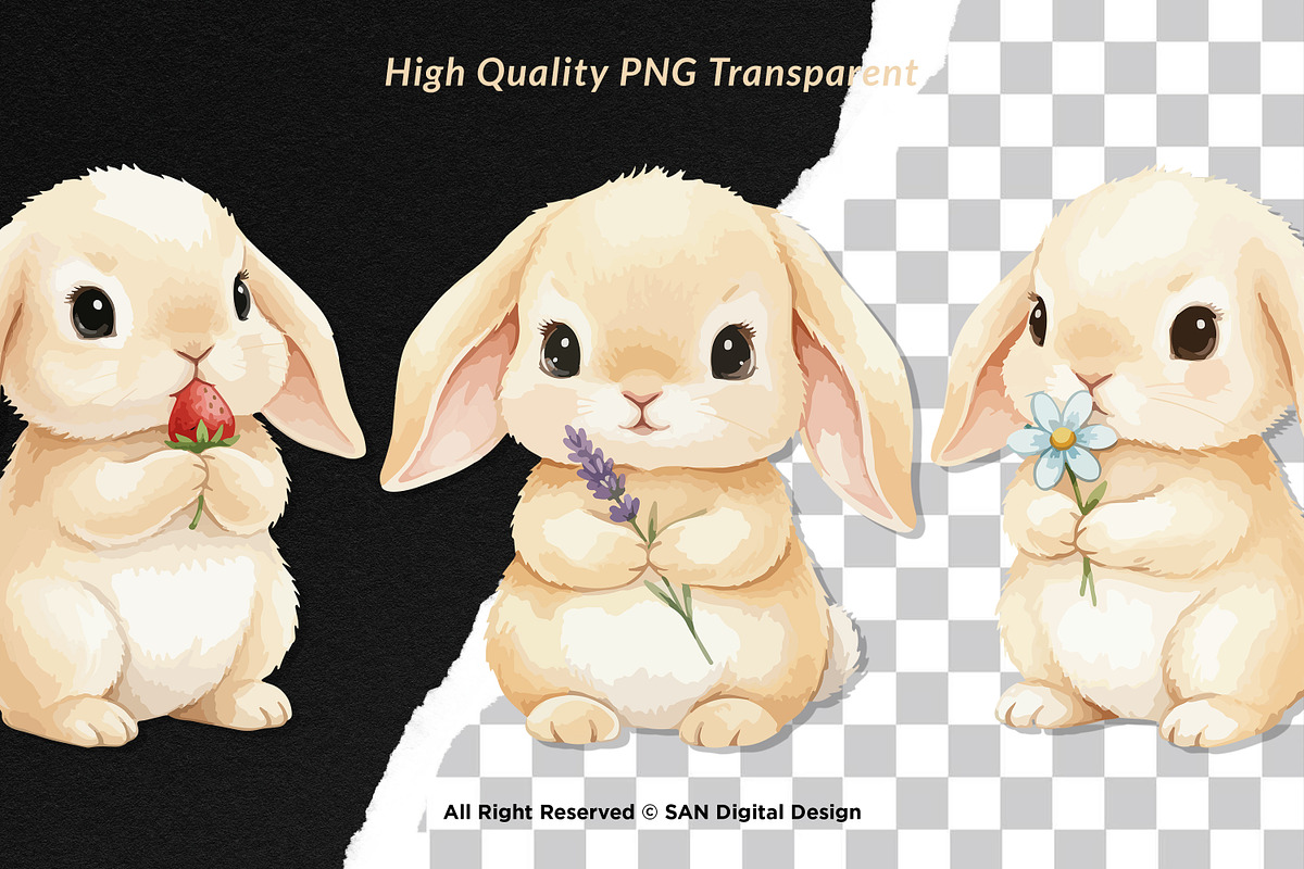 15 Bundle Watercolor Cute Rabbit Pet, an Animal Illustration by Morspective (Photo 2 of 8)