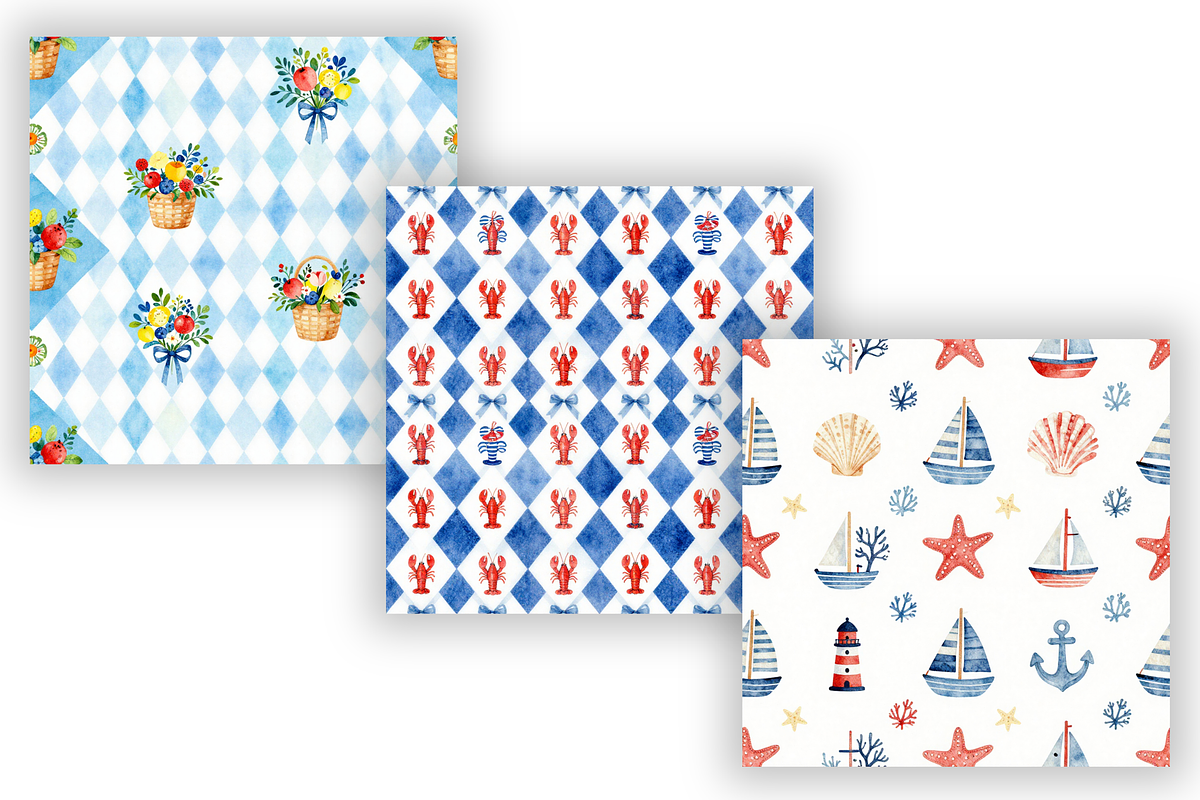 Coquette Coastal Summer Pattern, a Pattern Graphic by FloridPrintables (Photo 4 of 9)