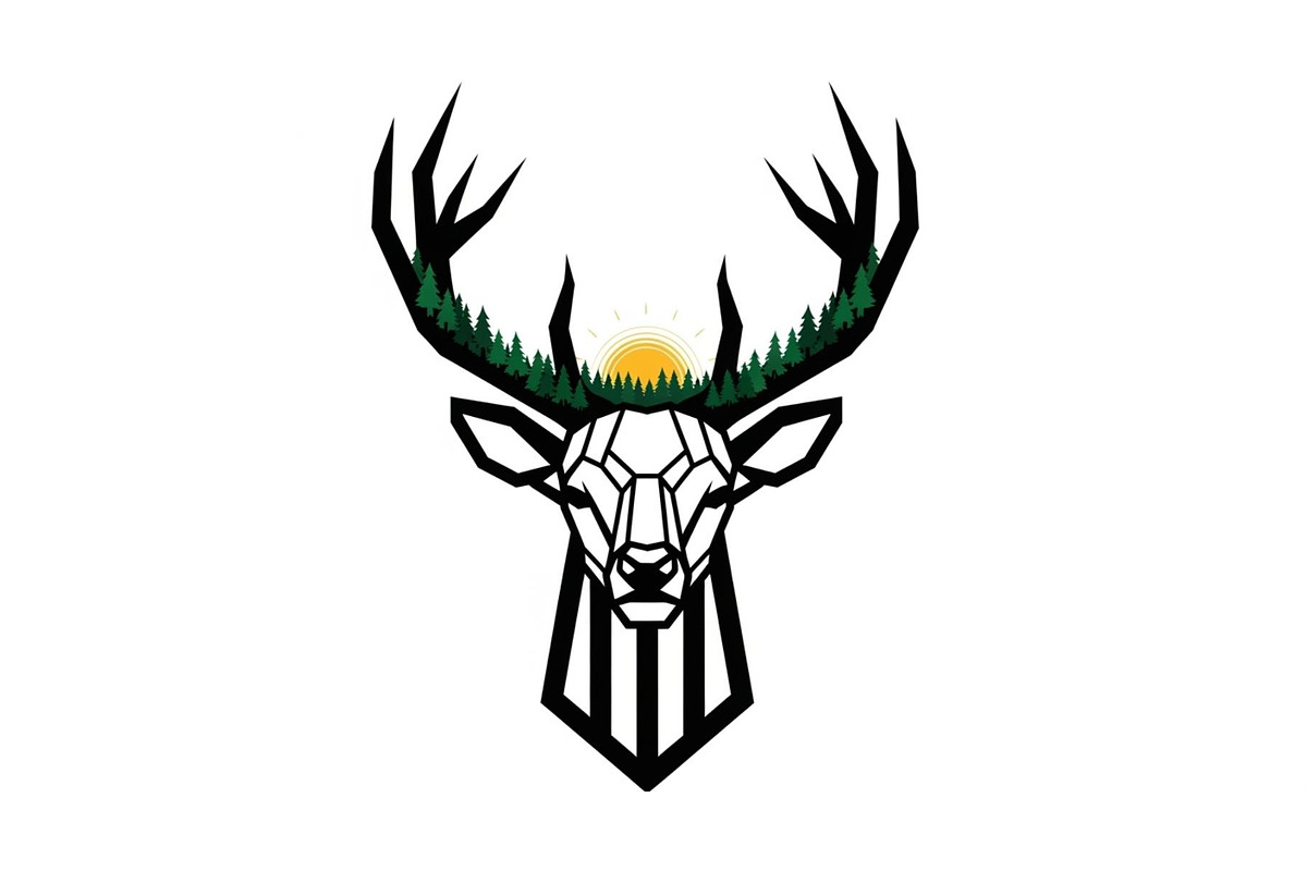 Artistic Geometric Deer Head Bundle, an Illustration by yasushie (Photo 25 of 31)